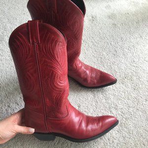 Code West Red Leather Cowgirl Boots 8